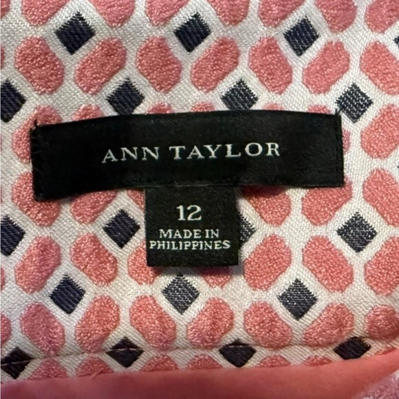 Ann Taylor Skirt Size 12 Pockets Back Zip Pink Blue White Lined Casual Office - Picture 7 of 7